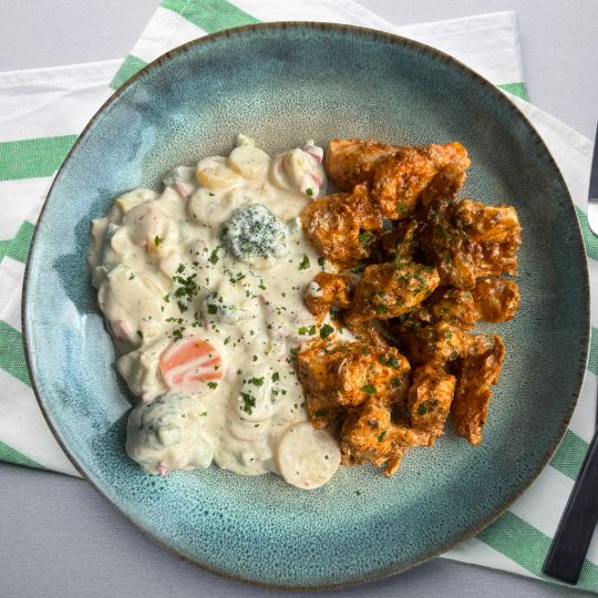 Stekt (ovensbakt) Kyllingfilet med sennepssaus, gresskar, søtpotet og paprika - ONE SIZE