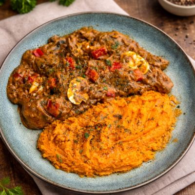 Biff Stroganoff med trøffel søtpotetmos - ONE SIZE