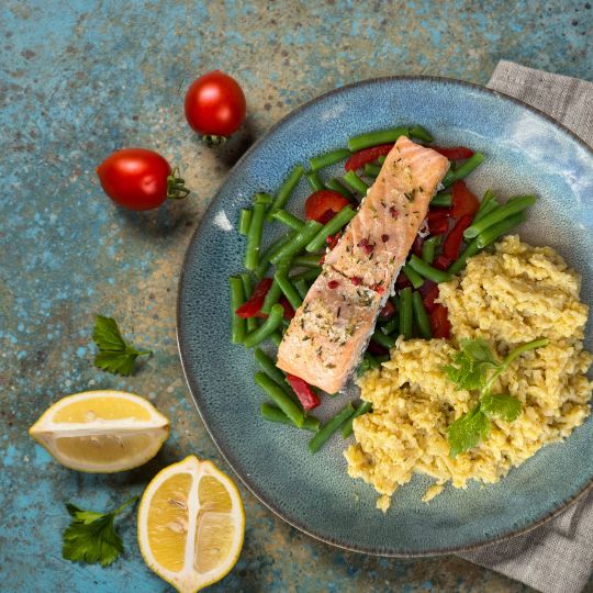 Laksefilet-BBQ-Herbs med asparges risotto - ONE SIZE
