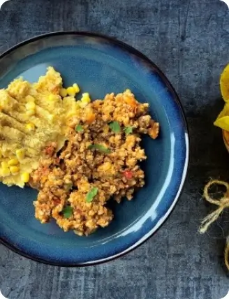 Protein taco kasserolle med kikerter og maispure